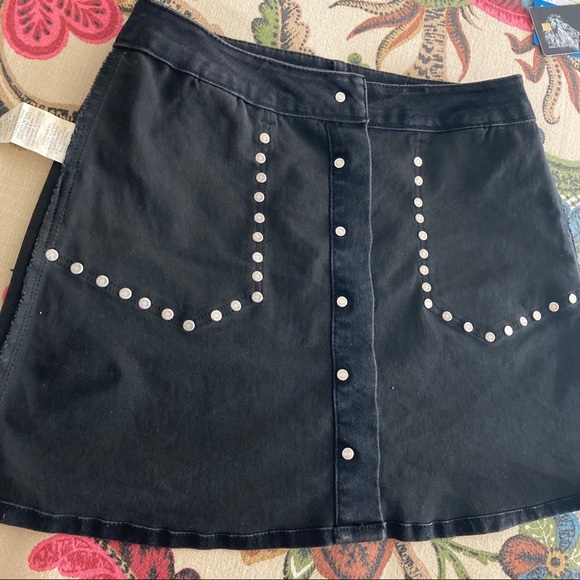 Jolt black denim studded high waist skirt - Picture 8 of 13